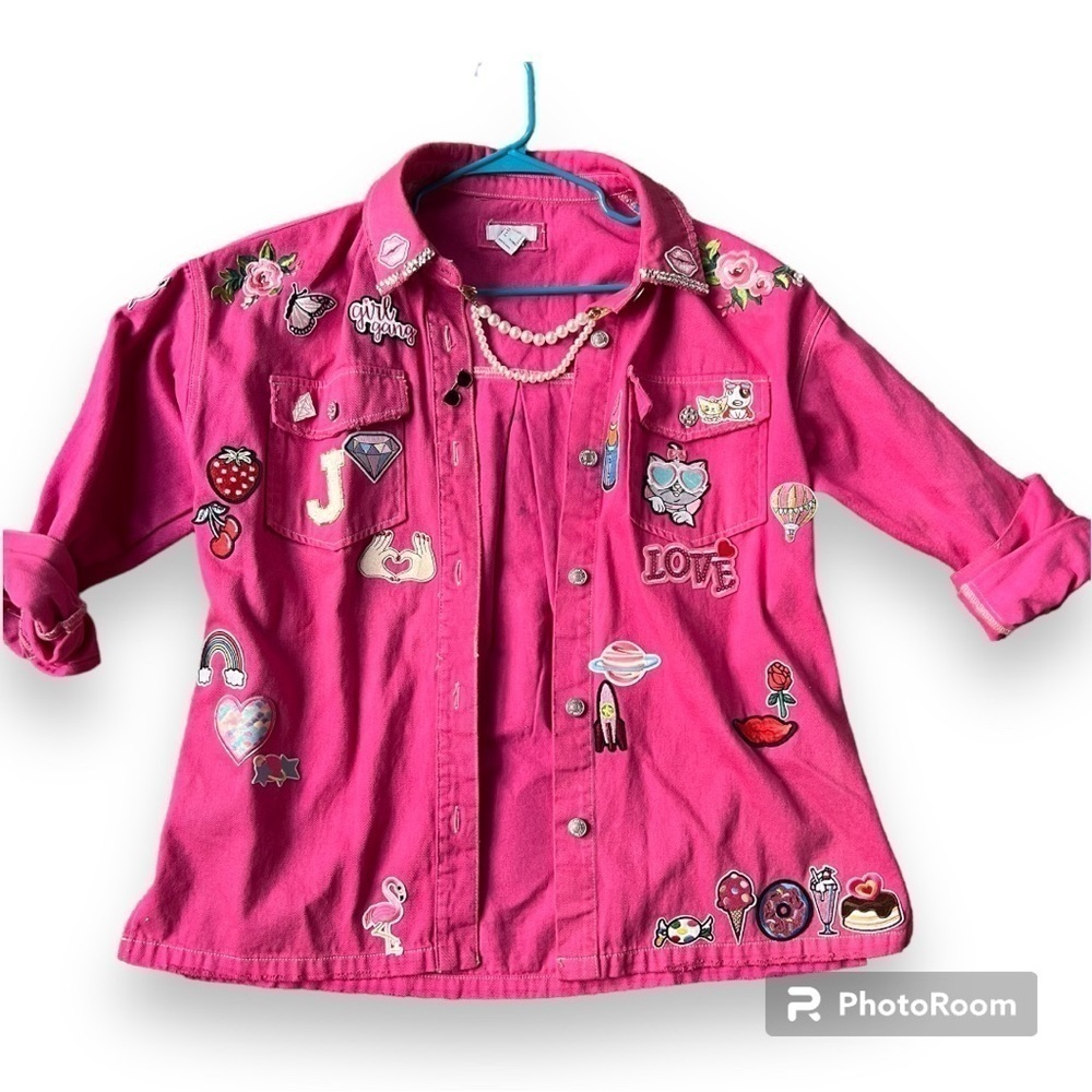 Barbie Pink Denim Jacket Oversized Custom Patches - Picture 6 of 6